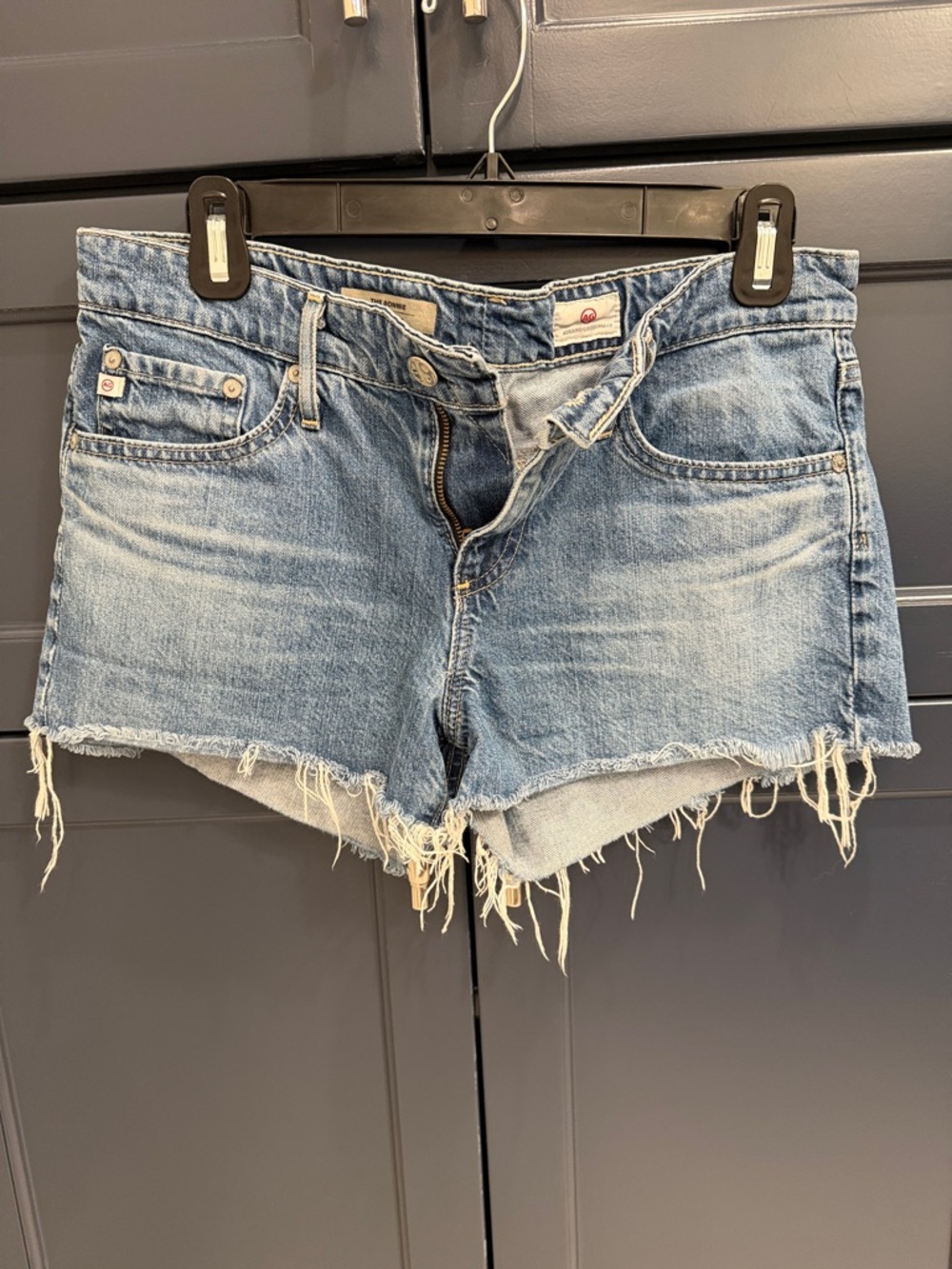AG Light Blue Distressed Denim Shorts